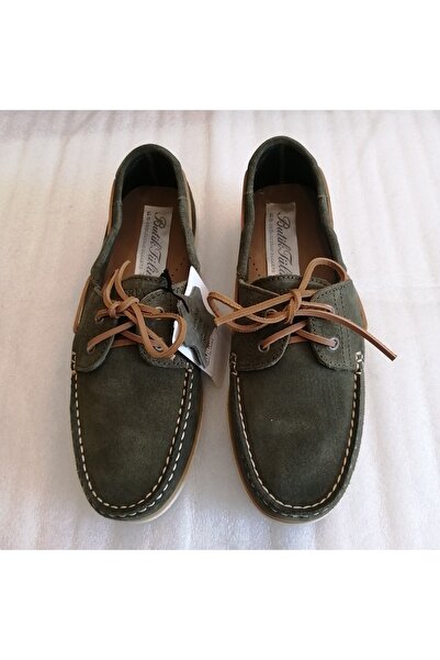Butik Tülin Unisex Genuine Calfskin Suede Khaki Hand-Stitched Soft Non-Slip R...