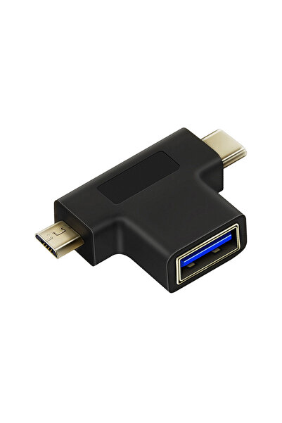 Cabletime αντάπτορας USB σε USB-C & micro USB CT-3IN1-AB, 5Gbps, μαύρος