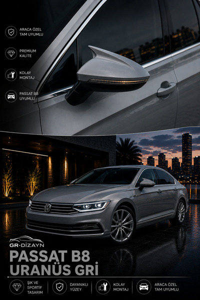 GR-Dizayn VOLKSWAGEN PASSAT B8 2015+ ARACA ÖZEL BOYALI YARASA AYNA KAPAĞI (UR...