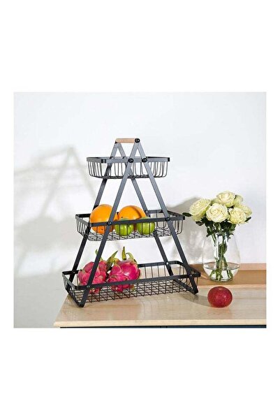 Danube Home Atticus 3 Tier Iron Fruit Storage Cart Metal Iron Wood Modern Hou...