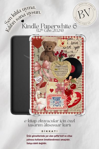 BookTok Vibes Co. Teddy Vintage Lovers Temalı Kolaj Insert - Kindle ve Kobo E...