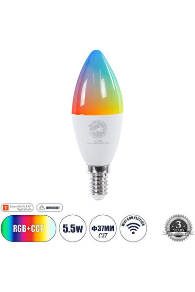 Other GloboStar Έξυπνη λάμπα LED 5.5W για ντουί E14 και σχήμα C37 Ρυθμιζόμενο...