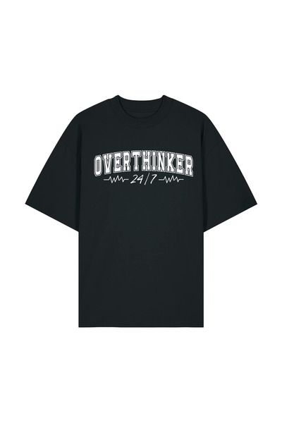 INNOVI Tricou oversized Overthinker - Tricou Oversized Bumbac Organic, Print DTF