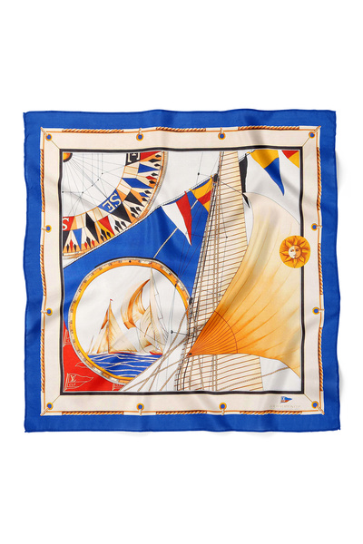 nehir eşarp Sailor's Spirit Compass & Sailboat Pattern Scarf Bandana 70X70 cm