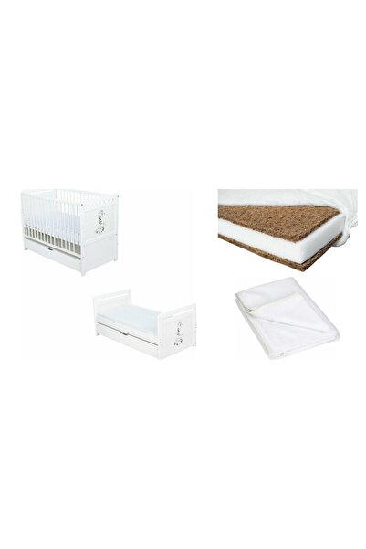 Babyneeds Set Patut din lemn Nadia II Girafa 120x60 cm + Saltea Cocos Confort...