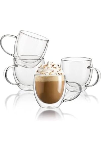 Yıldızan nry shop 4 قطع 250 مل كوب قهوة مزدوج الجدار 1293253