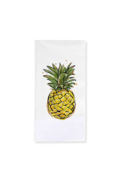 Story 33X33 cm Pineapple Tropical Patterned 2-Ply 16-Piece 1/8 Fold White Col...