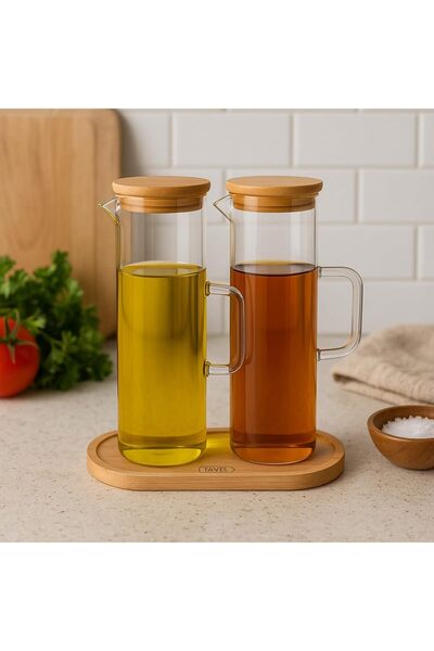 Yıldızan Lavino 3 Piece 400 ml Borosilicate Oil Pot - Glass Oil Pot with Bamb...