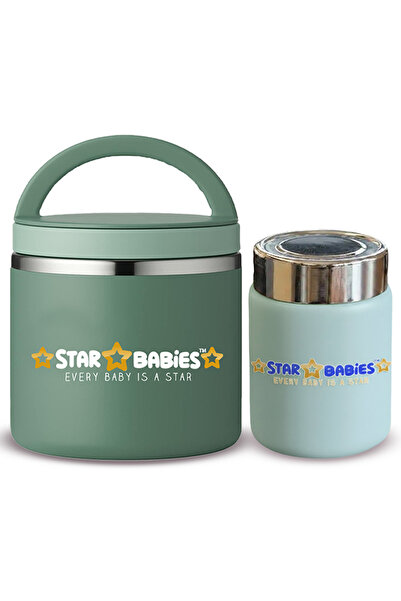 STAR BABiES مجموعة من قطعتين، وعاء طعام من الفولاذ المقاوم للصدأ مع قارورة صغيرة
