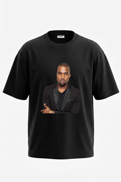 Anetos Kanye West_48 Design Printed Unisex Oversize Black Tshirt