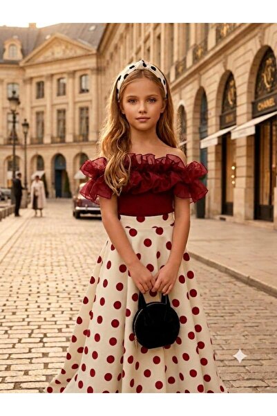 aykidsclup Girl's Polka Dot Special Design Skirt Set with Bag and Bandana1921K