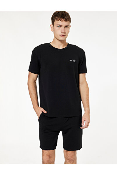 Koton Comfortable Fit Short Sleeve Viscose Blend Crew Neck Printed Sports T-S...