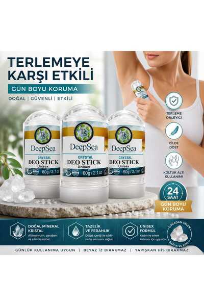AKDENİZ VİTAMİN Tuz Taşı 3 Adet Kristal Doğal Tuz Içeren Roll-on 3x60 gr Deod...