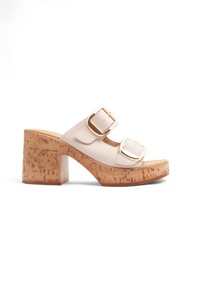Mamito Ayakkabı Frm 708 Double Buckle Detailed High-Sole Slippers