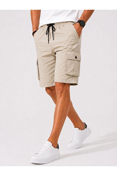 CLASSİCS MEN Ανδρικό σορτς Comfort Fit λινό με ελαστική μέση τσέπη Capri