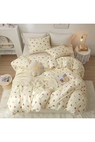 Tabeskly Kids Girls Bedding Set Double, Yellow Strawberry Cute Soft Zipper Ch...