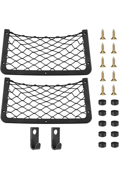 Arabest 2 Pack ABS Frame Car Mesh Storage Pockets, Black, For RV Boat Cabinet...