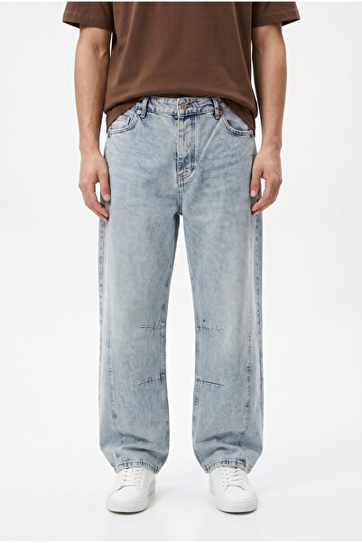 Respire Men's Baggy Jean with Stitching Detail Ice Blue