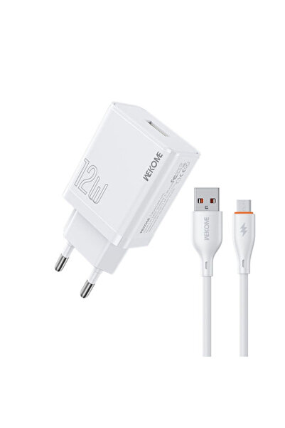 WK Φορτιστής GaN με θύρα USB-A και καλώδιο micro USB 12W Γρήγορη Φόρτιση 3.0 ...
