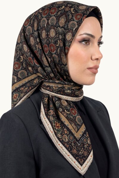 hadiora وشاح نسائي أسود من القطن العضوي الناعم بتصميم زهور وشالات عرقية