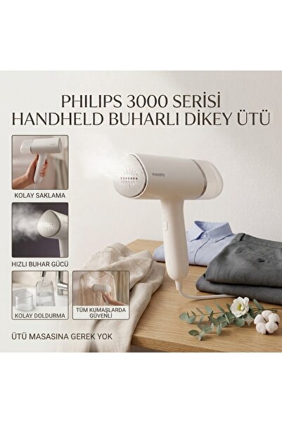 Philips 3000 Serisi El Tipi Dikey Ütü, 1000W, 30 Saniyede Hazır, Kompakt ve K...