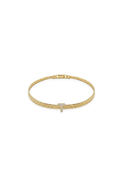 Charmist Çelik Üzeri Altın Kaplama Monogram Gold Harf Bileklik - T