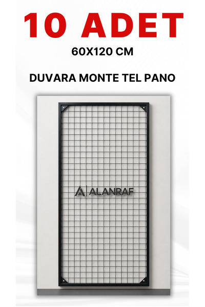 ALANRAF Sık Telli Tel Raf - Siyah Renkli Tel Pano Stand, Duvar Askılığı, Tele...