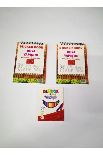 Linea Hayvan Boyamalı Sticker Çıkartma Defteri, 11x16, Karton Kapaklı + 12 Re...
