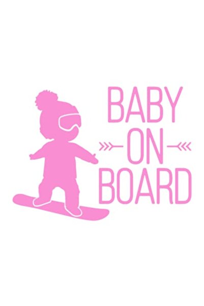OEM Autocolant decorativ auto  "BEBE LA BORD ", skateboard, 10cm, Roz