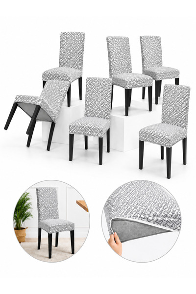 delfin Set 6 Huse Elastice Universale pentru Scaune, Material Elastic cu Mode...