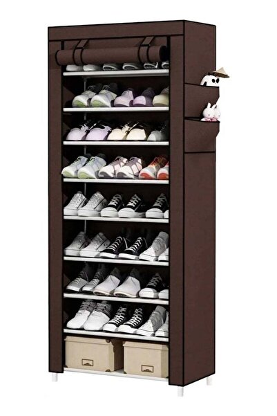 RollsTimi 9-Tier Shoe Organizer With Dustproof Canvas Cover 45-Pair Capacity ...