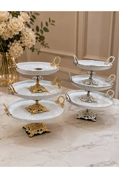 Niyara home 3-Piece Porcelain Set with Metal Legs for Presentation