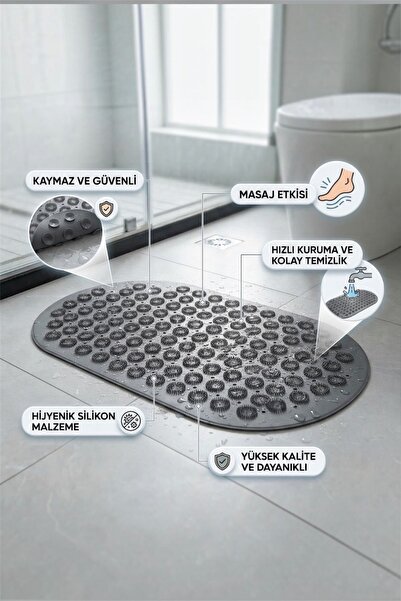 Bayev Massage Bath and Shower Mat Non-Slip Silicone Anthracite