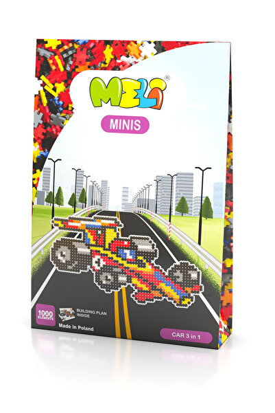 meli Set de construcție creativă Cars, Meli, 1000 piese, Plastic, Multicolor