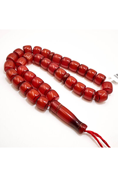 Generic Pakistani Faturan Rosary 33 Beads 10.5x11.5mm Deep Red Barrel Prayer ...
