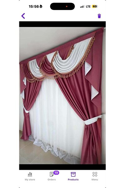 LOUIS DESIGN YSK Set 3 piese Draperie cu Drapaj Catifea Roz Alb + Perdea Trip...
