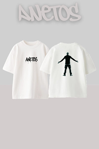 Anetos Eminem_33 Design Printed Unisex Oversize Fit White Tshirt
