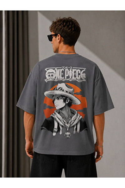 Nulivez One Piece Ace Printed Oversized White Unisex T-Shirt – Anime Themed S...