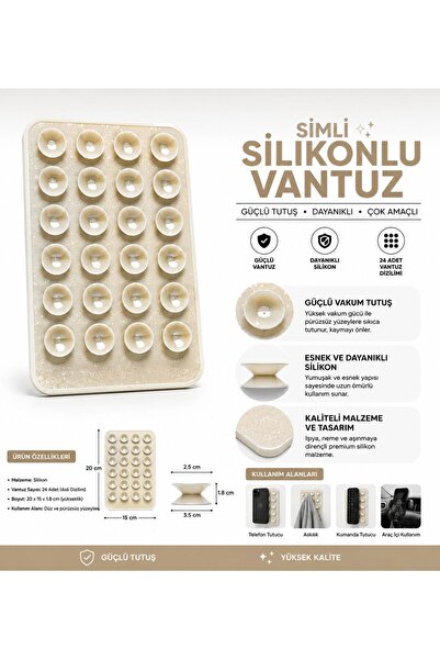 HYPERSOFT Tüm Telefonlarla Uyumlu Yapışkanlı Kaymaz Simli Silikon Vantuz Tele...