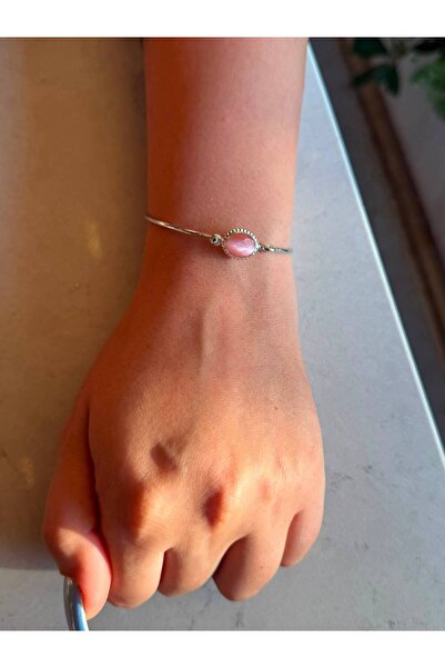 ROYAL SPARK Pink Stone Silver Color Elegant Bracelet