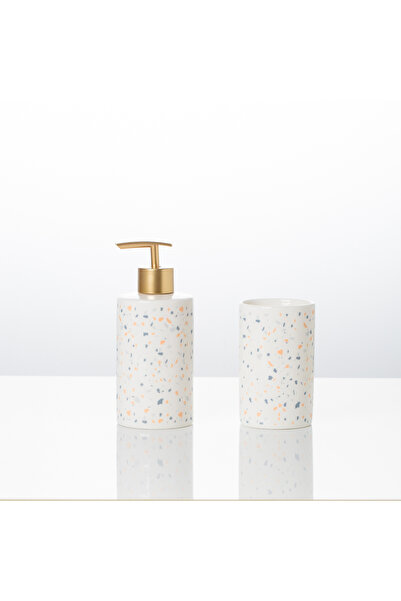 Malooki Set accesorii baie Terrazzo 2 piese – dozator sapun lichid si pahar, ...