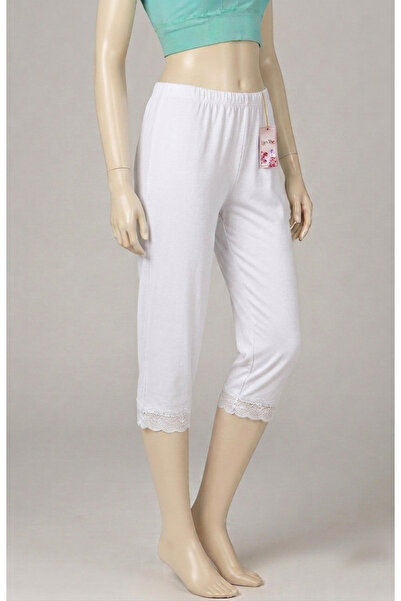 Ladytime Women's 100% Cotton Capri Leggings under Dress Lace Hem Below Knee U...