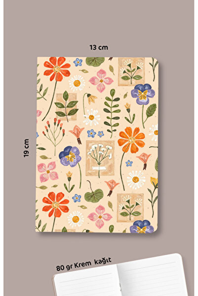 Dava Adamı Yayınları Ezhâr - Flower Collage - Bag Size Striped Notebook