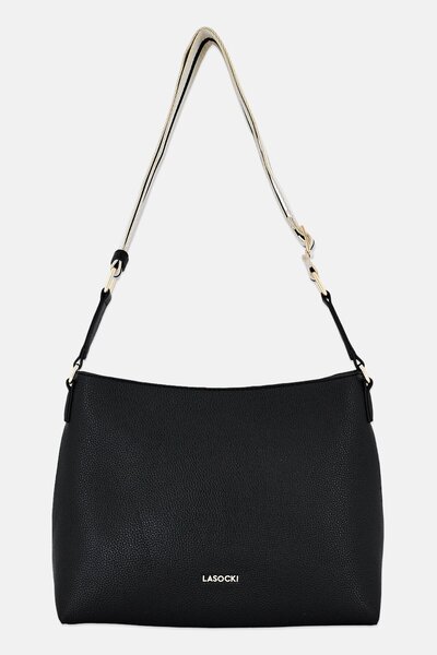 LASOCKI Women Brand Logo Shoulder Bag, Black