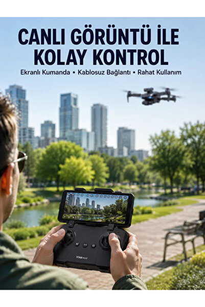 Genel Markalar Katlanabilir Çift Kameralı Drone ile Havadan Fotoğraf ve Video...