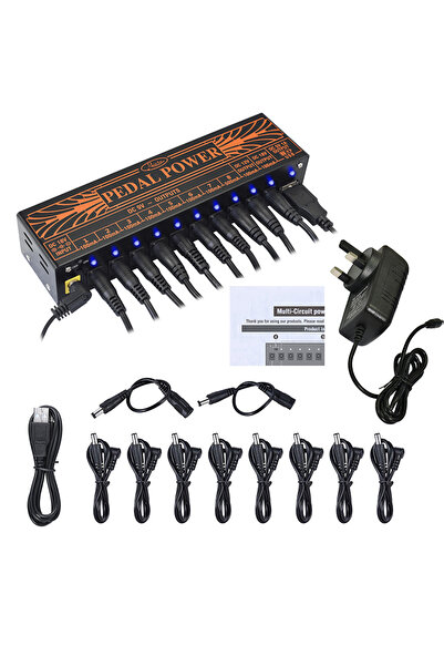 choice2 UK Plug Rowin Guitar Pedal Power Supply 10 Isolated DC Output for 9V/...