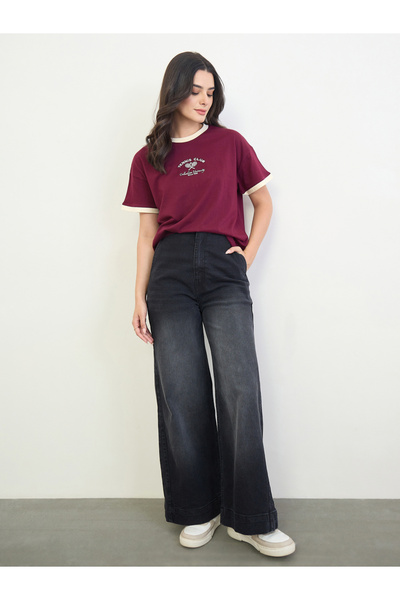 Styli Black Wide Leg High Rise Jeans