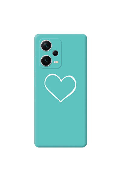Other Xiaomi Poco X5 White heart Turquoise Colored Silicone TPU Θήκη