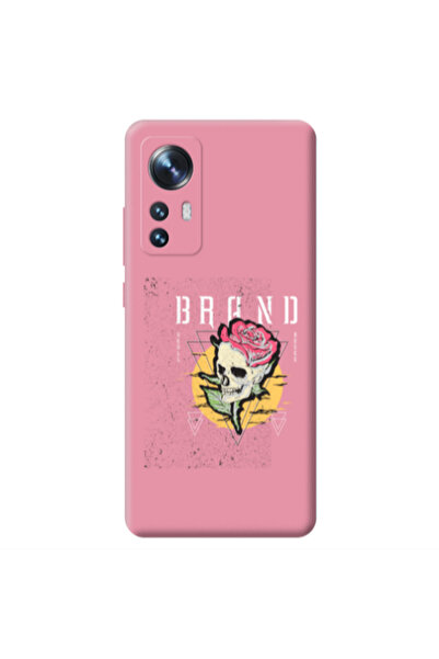 Other Xiaomi Mi 12 Skull Roses Pink Colored Silicone TPU Θήκη