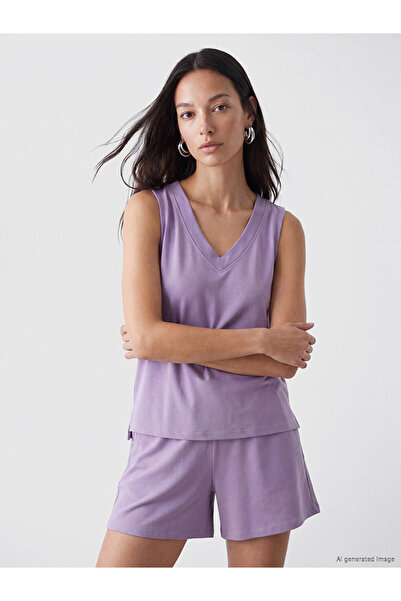LC Waikiki Lcw Everyday Lilac V-Neck Modal Blended Women's Undershirt